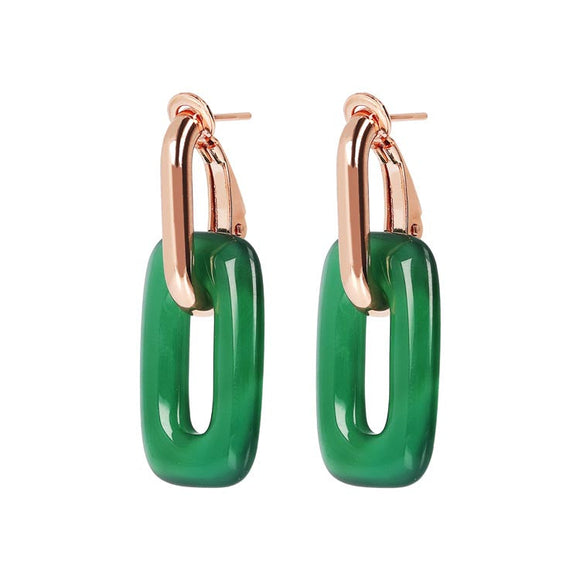Bronzallure Variegata Green Agate Link Earrings WSBZ01627.GAG