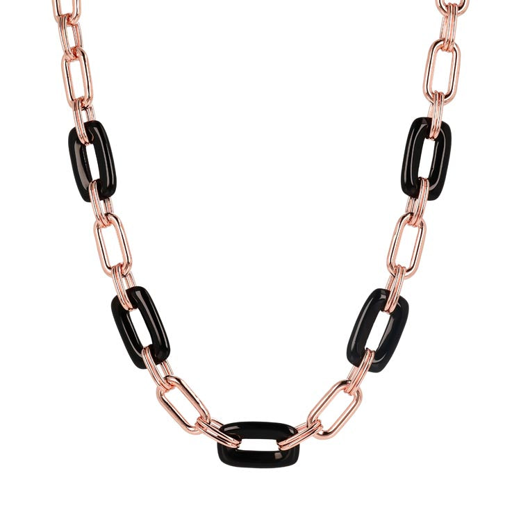 Bronzallure Variegata Black Onyx Link Necklace 48.3CM WSBZ01737.BO