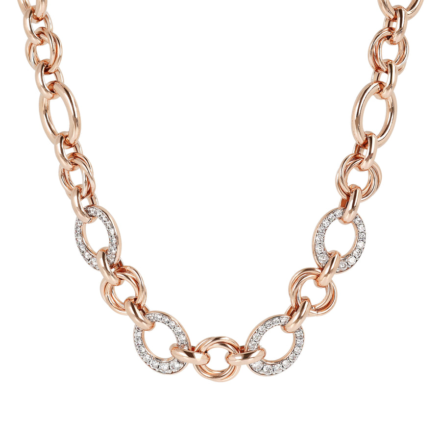 Bronzallure Oval Rolo Chain and Pavé Detail Necklace