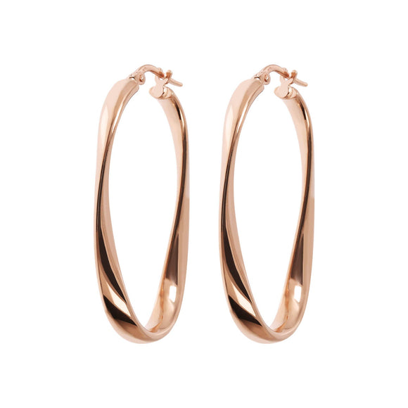 Bronzallure Twisted Rose Oval Hoop Earrings