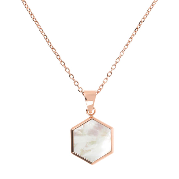 Bronzallure Small Hexagon Pendant Necklace| The Jewellery Boutique