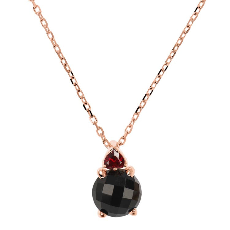 Bronzallure Felicia Black Onyx/Ruby Necklace 47cm WSBZ02016.BO