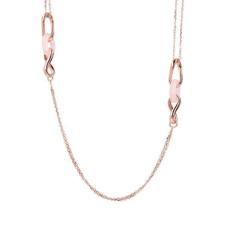 Bronzallure Variegata Rose Quartz Link Necklace 91.4cm WSBZ02037.PQ