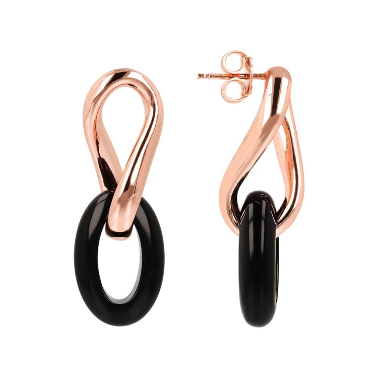 Bronzallure Variegata Black Onyx Link Earrings WSBZ02047.BO