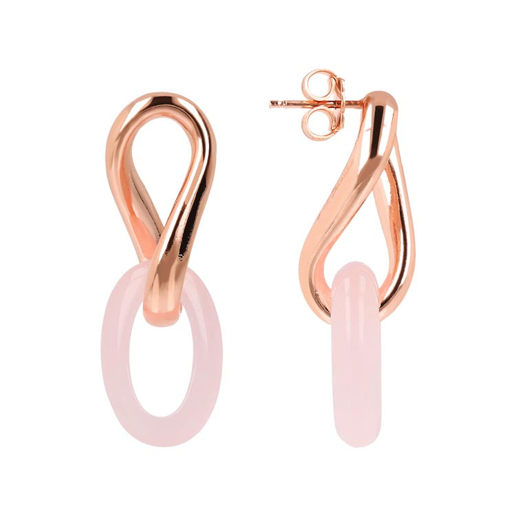 Bronzallure Variegata Rose Quartz Link Earrings WSBZ02047.PQ