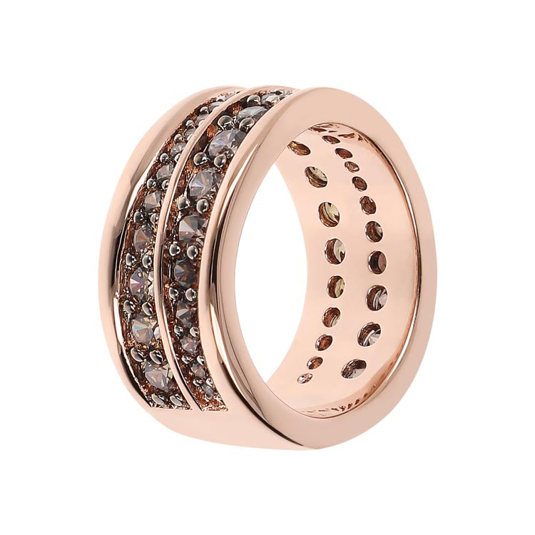 Bronzallure Altissima Brown Cubic Zirconia Two Rows Ring WSBZ02062.BROWN
