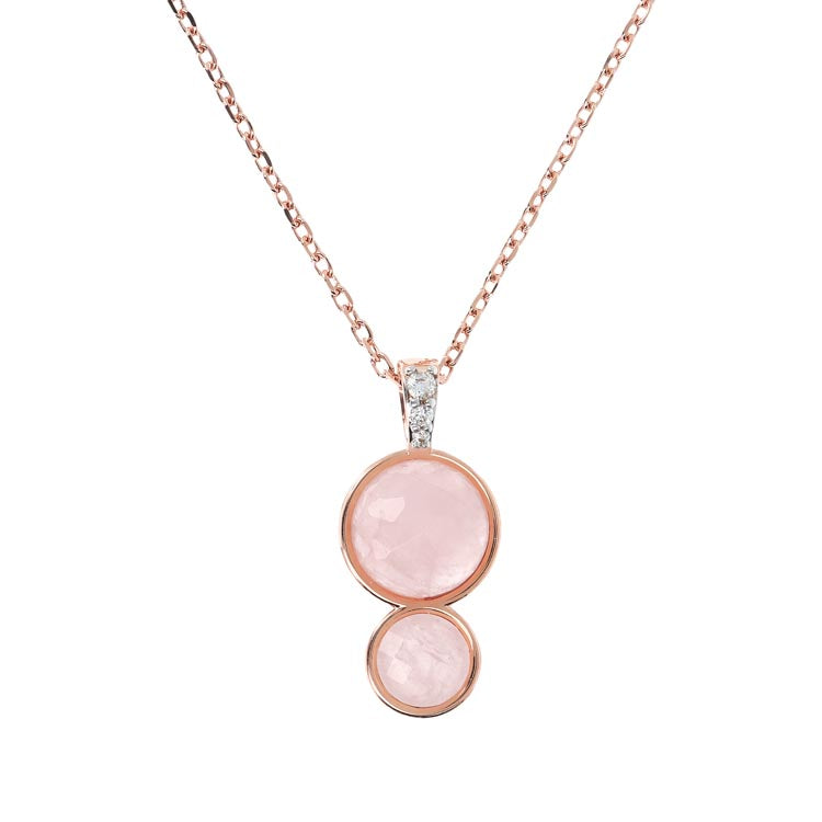 Bronzallure Preziosa Rose Quartz Cubic Zirconia Necklace 40+5cm WSBZ02063.RQ