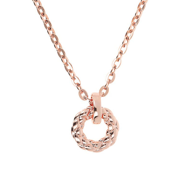 Bronzallure Purezza Rose Gold Circular Pendant Necklace 40+5cm WSBZ02067.R