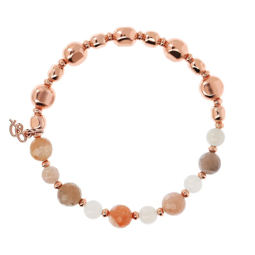 Bronzallure Variegata Stretch Bracelet Peach Moonstone  WSBZ02091.PEACH