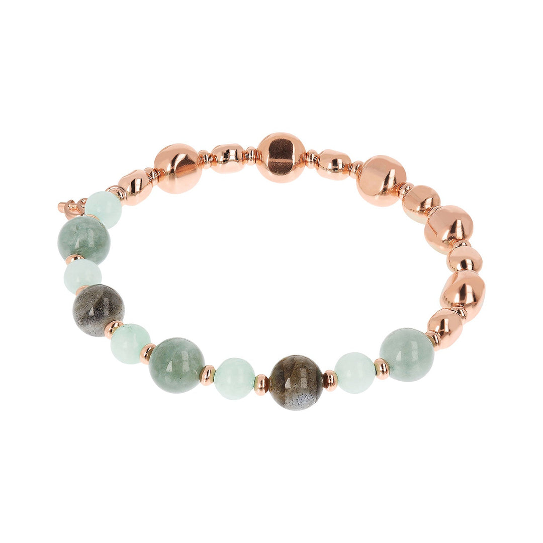 Bronzallure Variegata Stretch Bracelet Green Quartz Labradorite WSBZ02091.GREEN