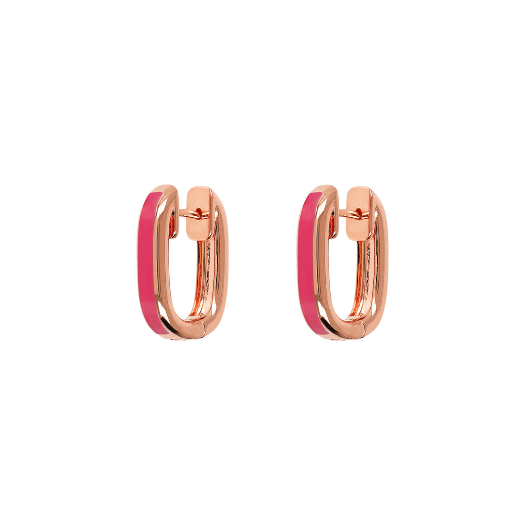 Bronzallure Miss Enamel Oval Hoop Earrings WSBZ02122.FUSCHSIA