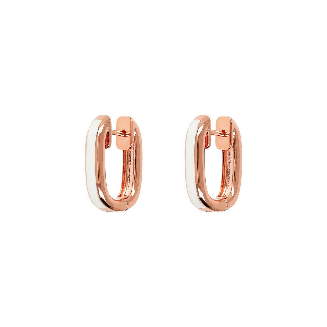 Bronzallure Miss Enamel Oval Hoop Earrings WSBZ02122.WHITE