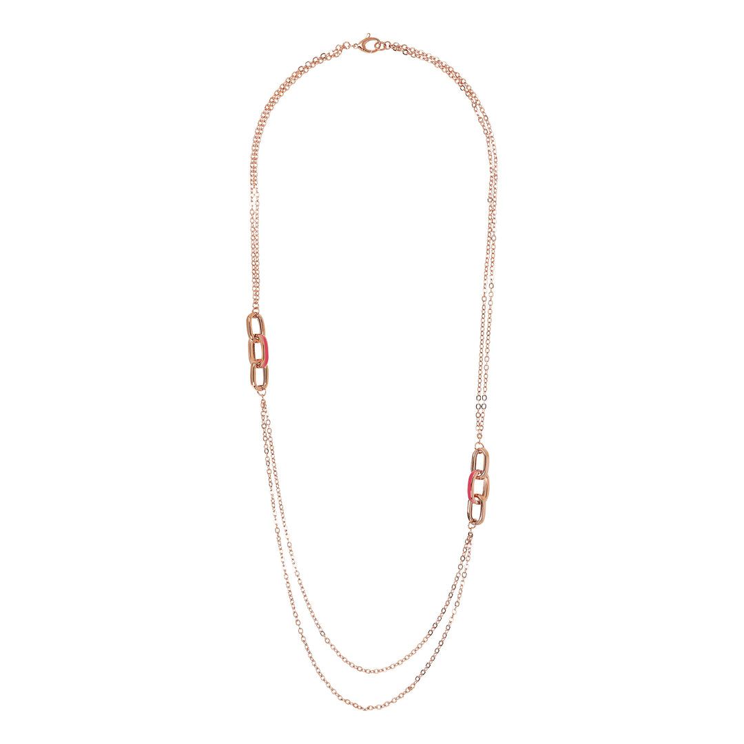 Bronzallure Miss Enamel Oval Necklace 91.4cm WSBZ02124.FUCHSIA