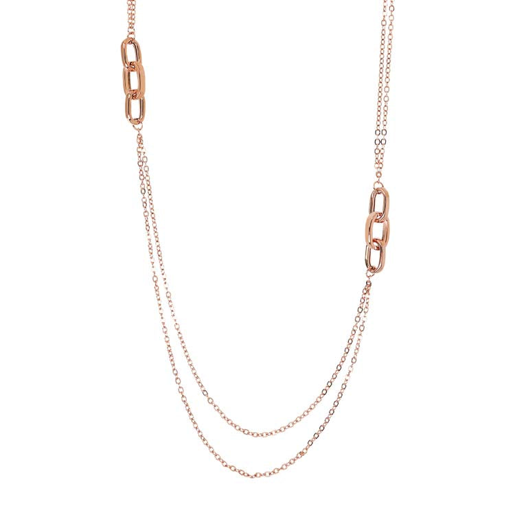 Bronzallure Purezza Long Multi-strand Double Necklace with Oval Links WSBZ02132.R