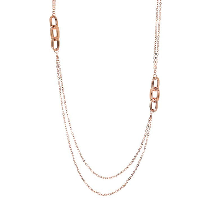 Bronzallure Purezza Long Multi-strand Double Necklace with Oval Links WSBZ02132.R