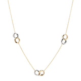 9K Yellow Gold 2-Tone Double Ring Necklace 45cm