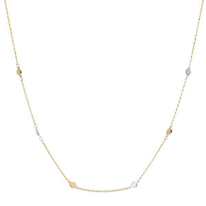 9K Yellow Gold 2-Tone Disc Necklace 45cm