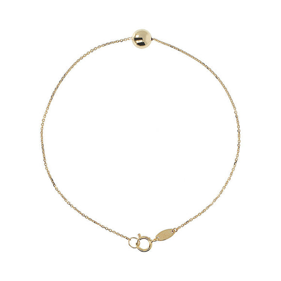 9K Yellow Gold Single Ball Necklace 19cm