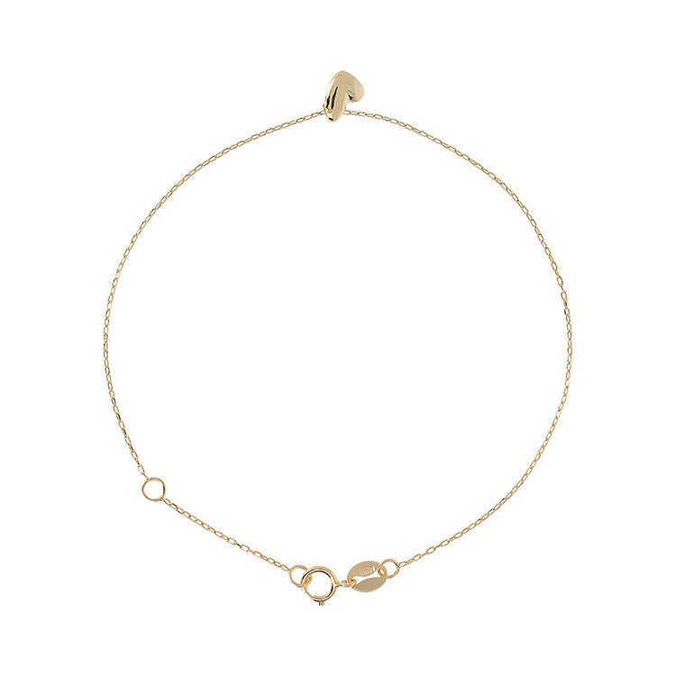 9K Yellow Gold Drop Heart Bracelet 19cm