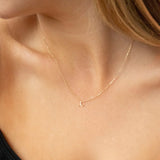 9K Yellow Gold 'H' Initial Adjustable Necklace 38cm/43cm | The Jewellery Boutique Australia Model Shot