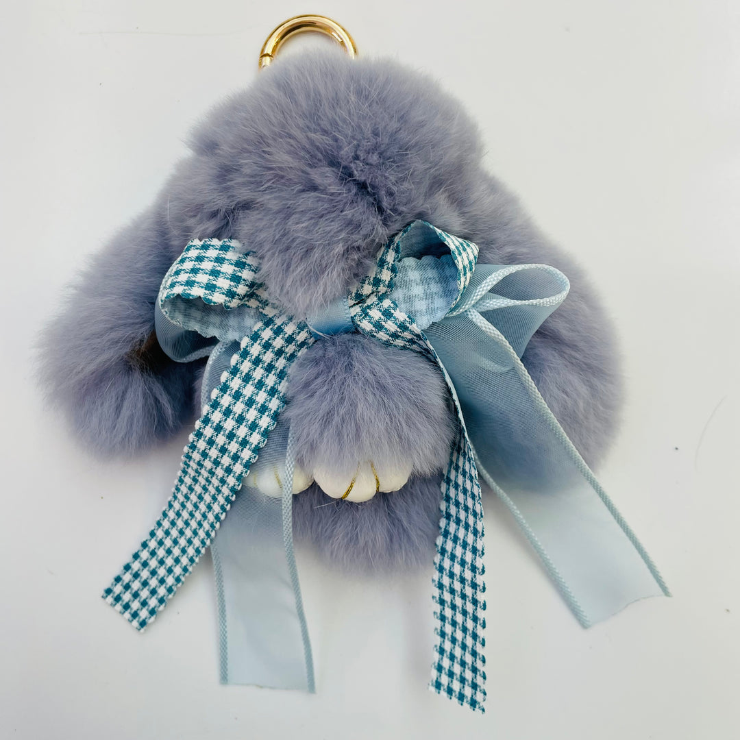 7-Degrees Accessories Plush Bunny with Ribbon Keyring and Bag Charm - 7CKRBNRB