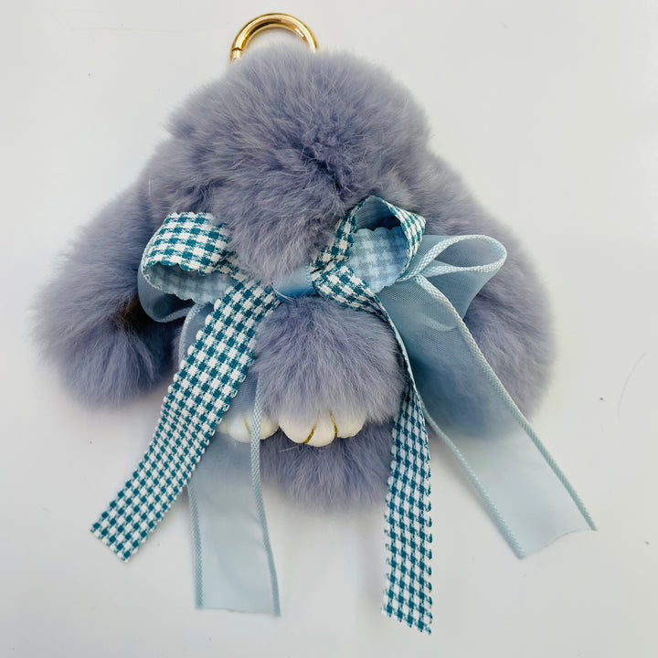 7-Degrees Accessories Plush Bunny with Ribbon Keyring and Bag Charm - 7CKRBNRB