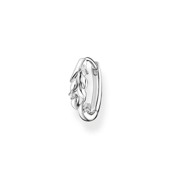 Thomas Sabo Charming Single Hoop Earring Leaves White Stones Silver TCR681