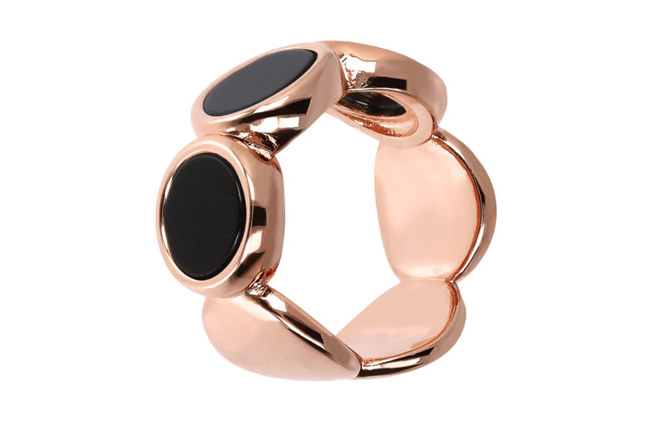 Bronzallure Alba Natural Stone Discs Ring Black Onyx WSBZ01756.BO