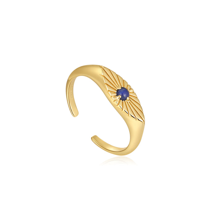 Ania Haie Gold Lapis Evil Eye Adjustable Ring R039-02G-L