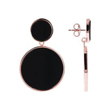 Bronzallure Alba Stone Double Disc Drop Earrings Black Onyx WSBZ00938.BO