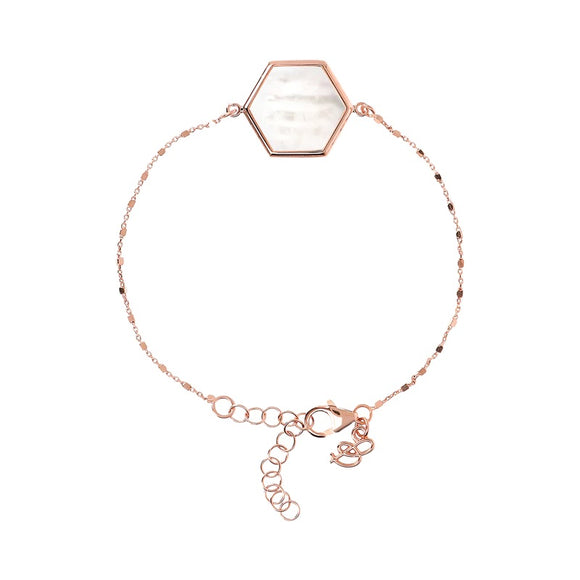 Bronzallure Alba Cube Chain Bracelet with Hexagon White Mother of Pearl WSBZ01888.WM