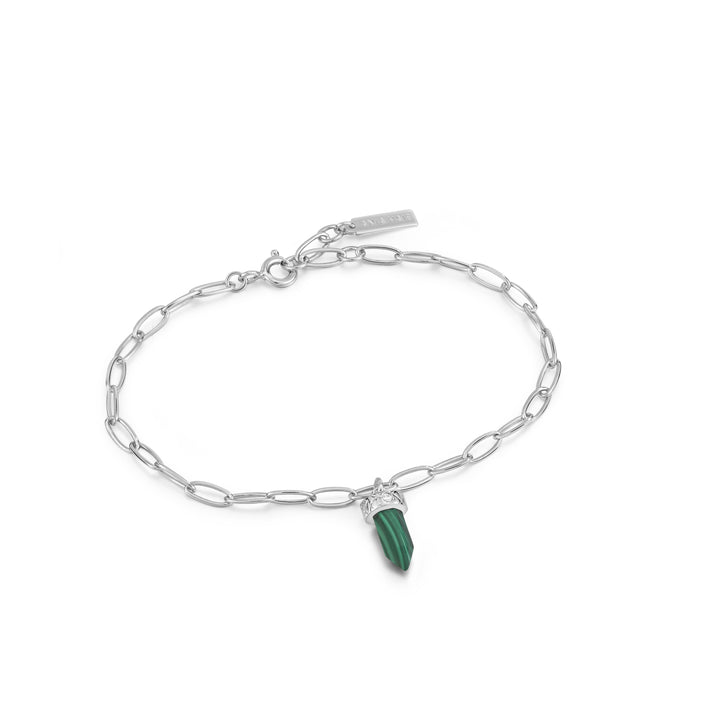 Ania Haie Silver Malachite Point Pendant 16.5-18.5cm Bracelet B039-02H-M