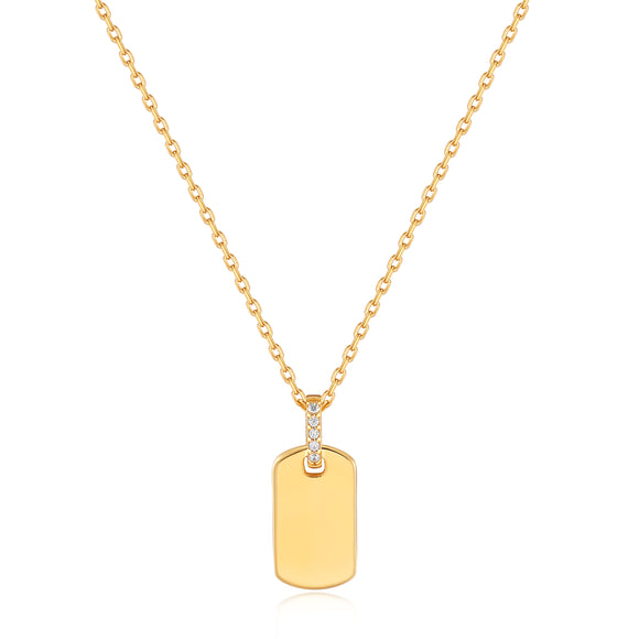 Ania Haie Gold Glam Tag Pendant 45-50cm Necklace N037-02G