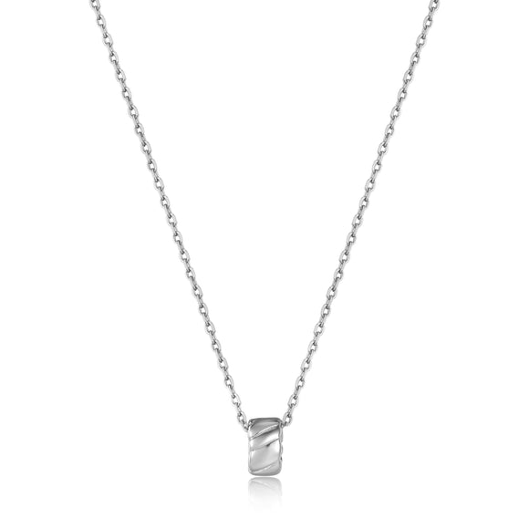 Ania Haie Silver Smooth Twist Pendant 40-45cm Necklace N038-03H
