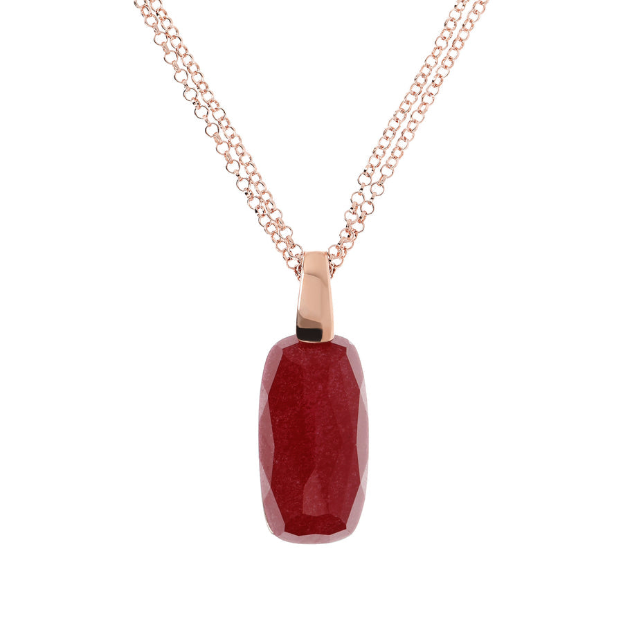 Bronzallure Incanto Scrabble Necklace with Natural Red Quartz Stone WSBZ01864.RED