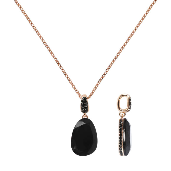 Bronzallure Preziosa Necklace with Natural Black Spinel Stone and Cubic Zirconia WSBZ01647.BS