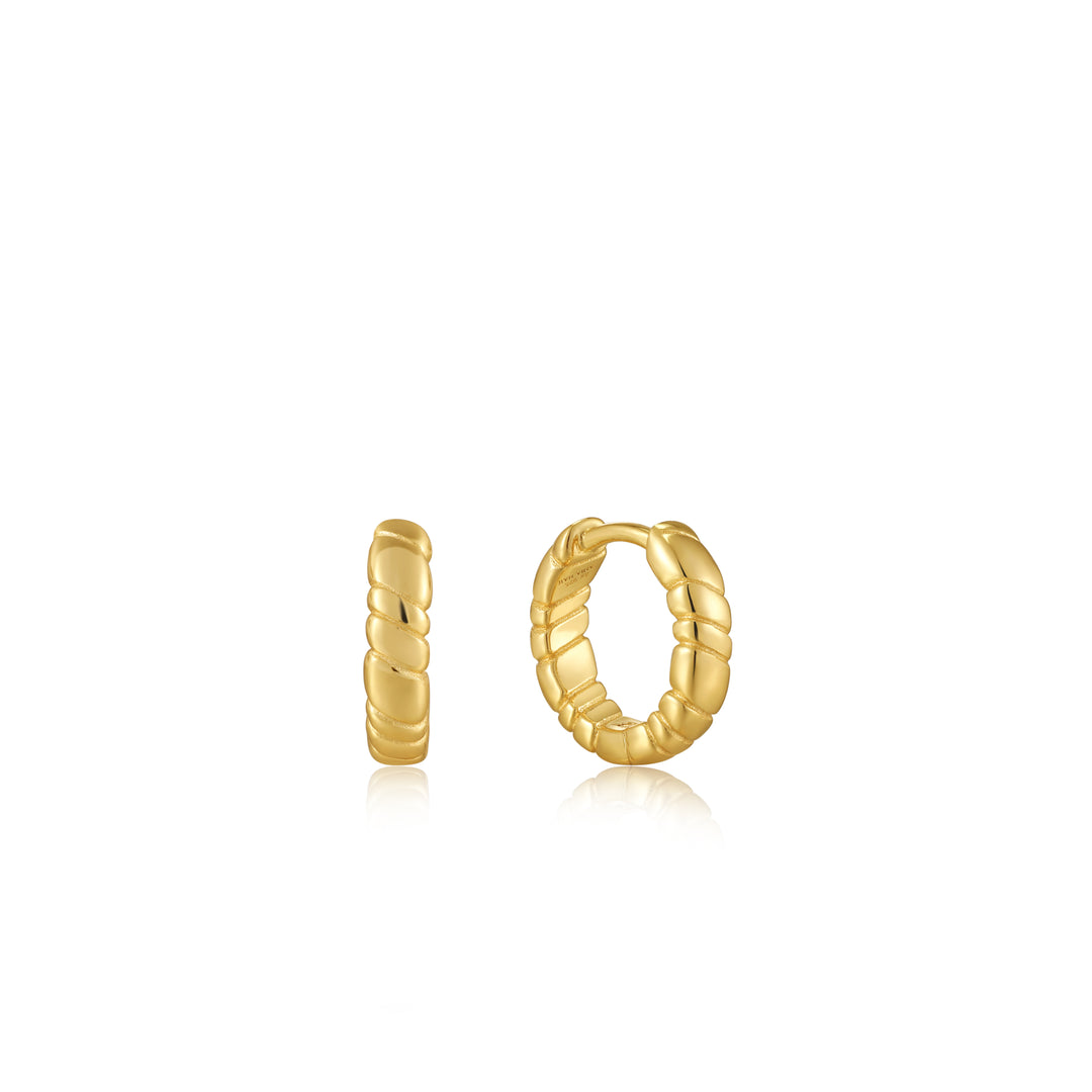 Ania Haie Gold Smooth Twist Huggie Hoops Earrings E038-02G