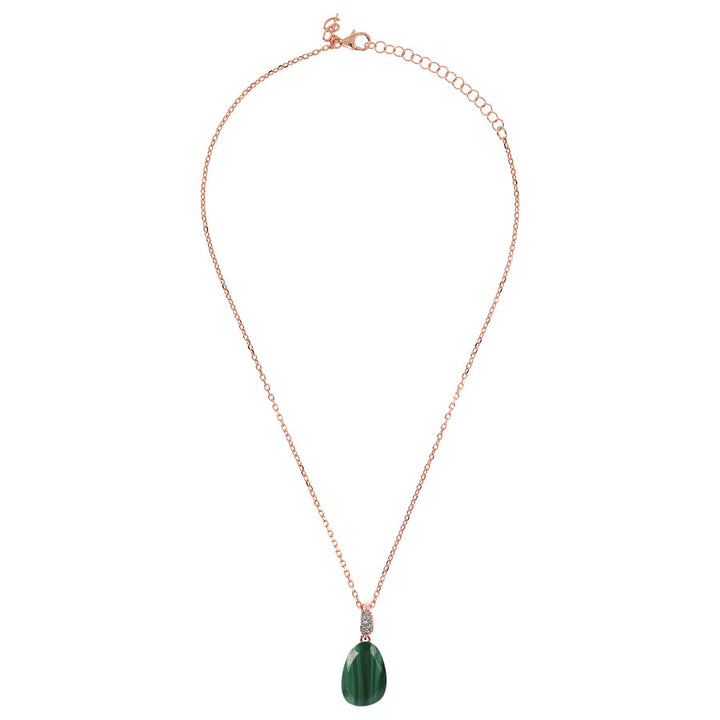 Bronzallure Preziosa Necklace with Natural Malachite Stone and Cubic Zirconia WSBZ01647.GM