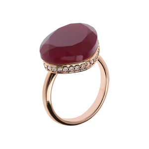 Bronzallure Preziosa Ring with Natural Plum Agate Stone WSBZ01535.PA