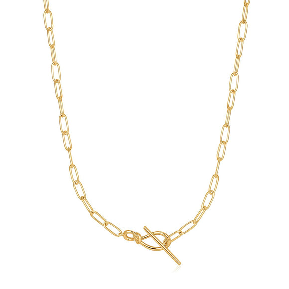 Ania Haie Forget Me Knot T Bar Chain Necklace Gold N029-01G
