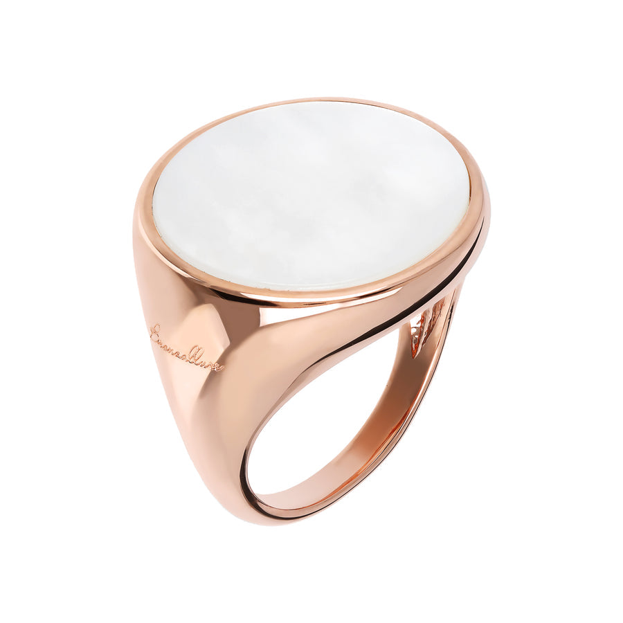 Bronzallure Alba Natural Stone Chevalier Ring White Mother of Pearl WSBZ00711.W
