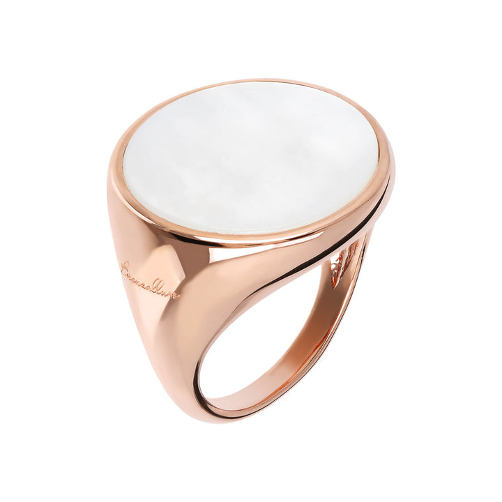 Bronzallure Alba Natural Stone Chevalier Ring White Mother of Pearl WSBZ00711.W