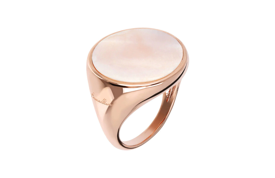 Bronzallure Alba Natural Stone Chevalier Ring Pink Mother of Pearl WSBZ00711.PM