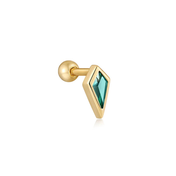Ania Haie Dance Til Dawn Gold Teal Sparkle Emblem Single Barbell Earring E041-01G-G