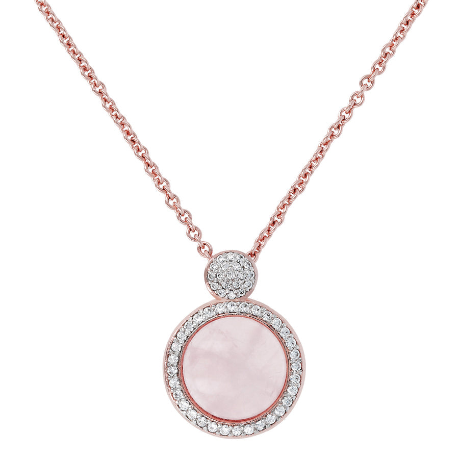 Bronzallure Preziosa Milanese Necklace With Natural Rose Quartz Stones WSBZ00815.R