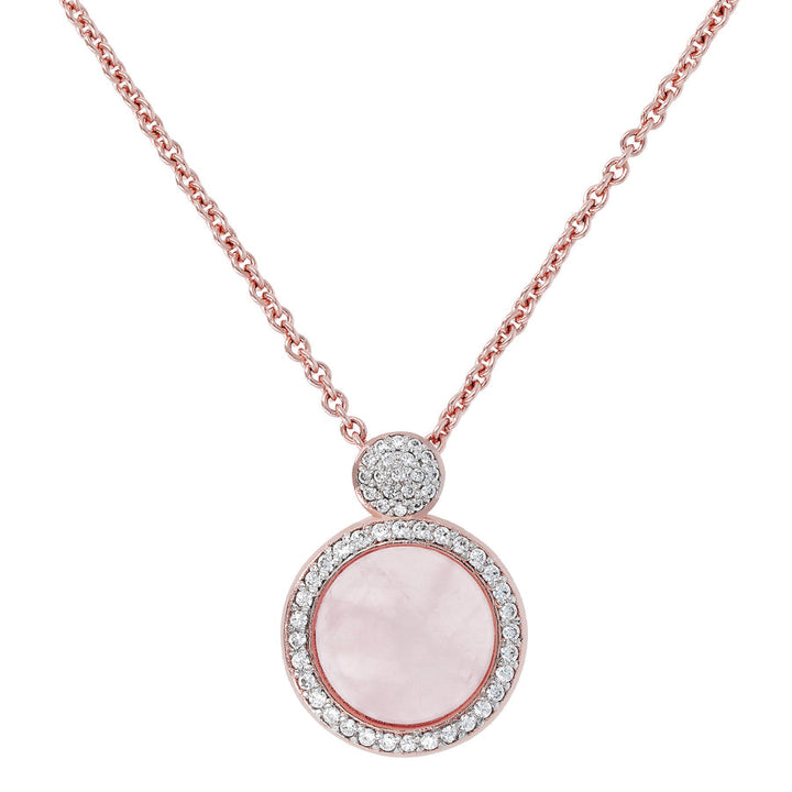 Bronzallure Preziosa Milanese Necklace With Natural Rose Quartz Stones WSBZ00815.R