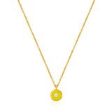 Ania Haie Neon Yellow Enamel Disk Gold 40-45cm Necklace N040-02G-NY