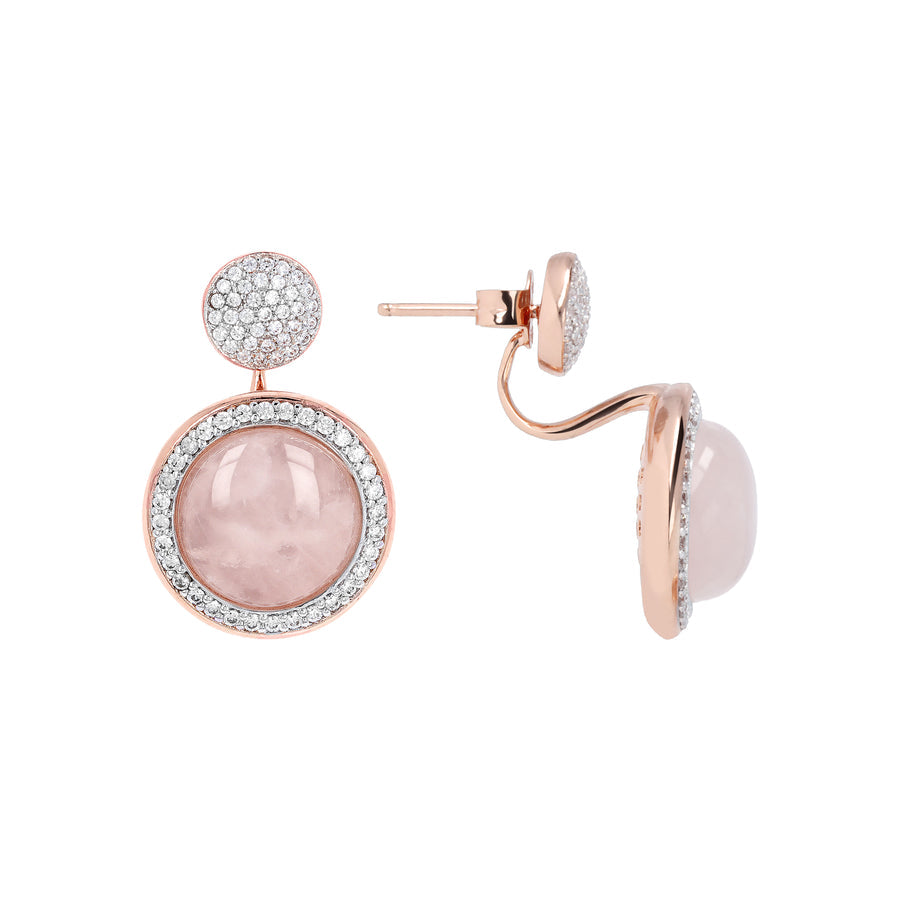 Bronzallure Preziosa Milanese Drop Rose Quartz Stone Earrings WSBZ00677.R