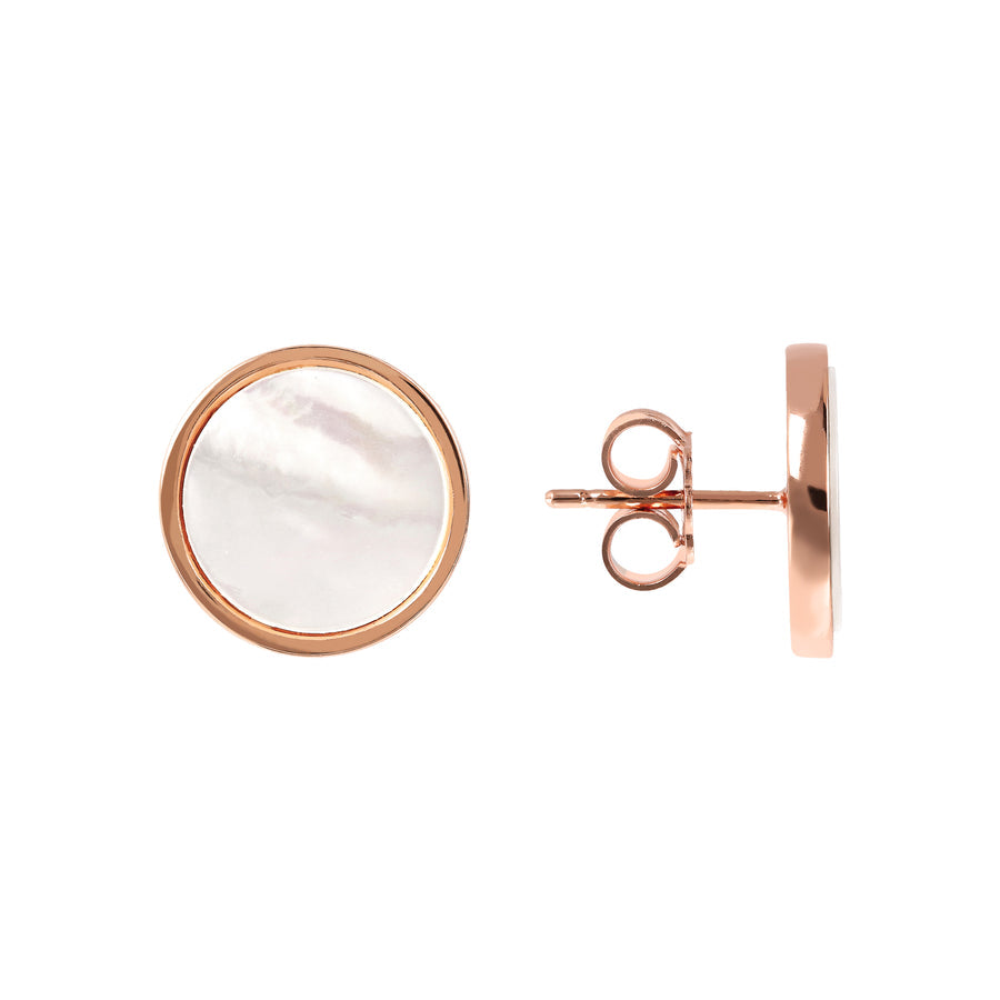 Bronzallure Alba Stone Disc Lobe Earrings White Mother of Pearl WSBZ00854.WM