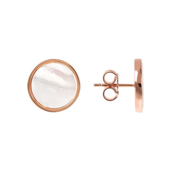 Bronzallure Alba Stone Disc Lobe Earrings White Mother of Pearl WSBZ00854.WM